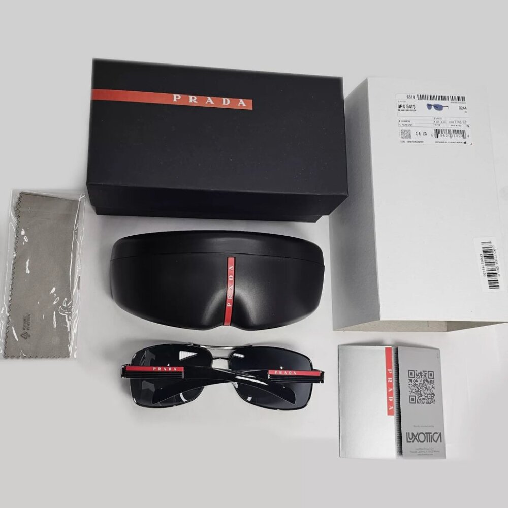 Prada Polarized Gunmetal Black 65mm Sunglasses - Picture 2 of 8